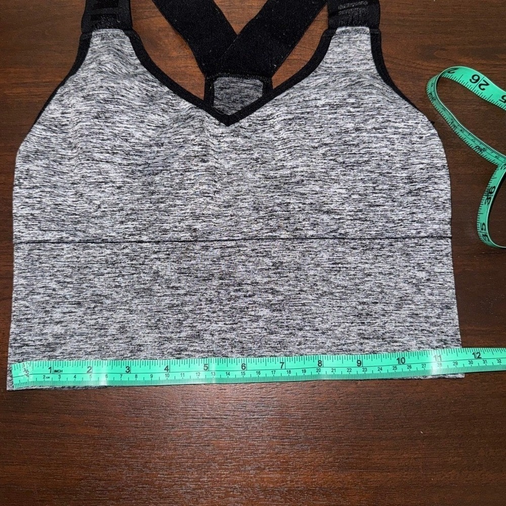 Victoria's Secret PINK Seamless Sports Bra Cropped Top Grey Black Size XS - Picture 6 of 6